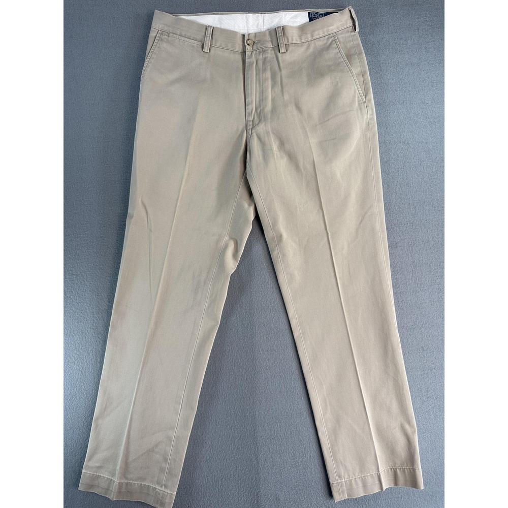 VTG Polo Ralph Lauren Pants Mens 35x32 Beige Classic Fit Chino Straight Casual